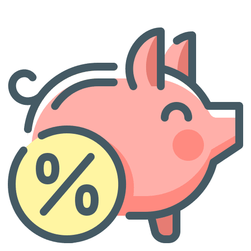 Piggy bank percentage savings deposit icon Piggy bank percentage savings deposit icon
