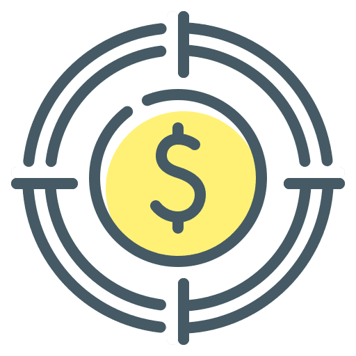 Target goal money coin icon Target goal money coin icon