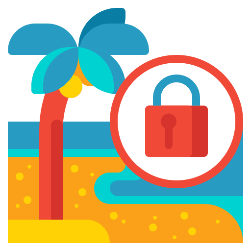 Beach tropical private holidays icon