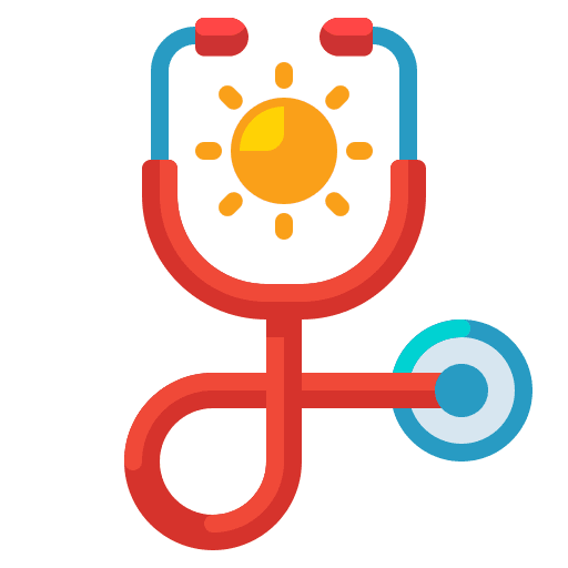 Medical center sun beach medical assistance icon