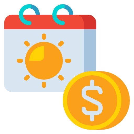 Summer money time and date summer icon