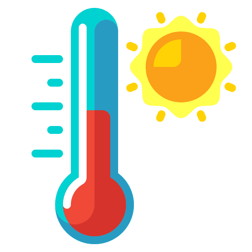 Hot thermometer weather high temperature icon