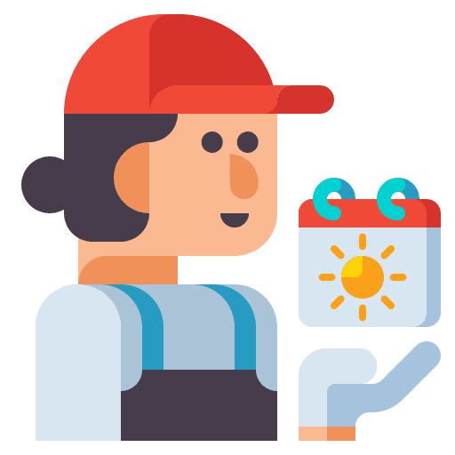Worker summer calendar sun icon