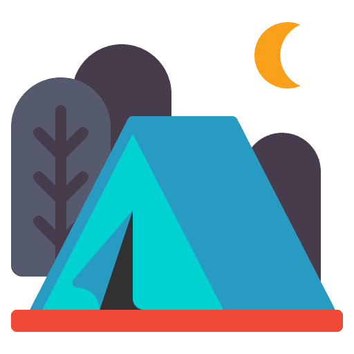 Camping tent night excursion icon