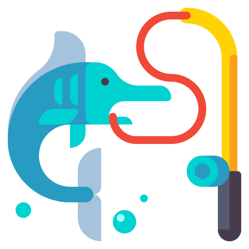 Fishing hobby fishing rod icon