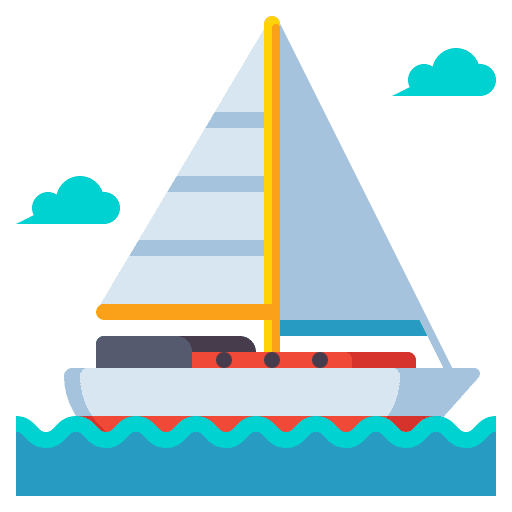 Sailing boat sea trip transportation icon