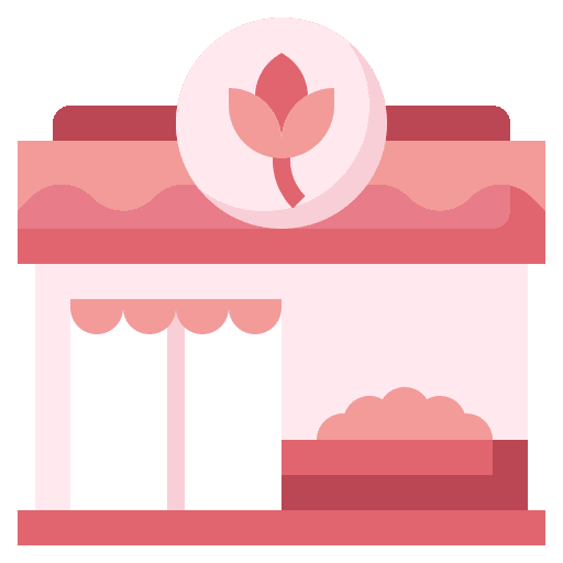 Flower shop mall architecture and city store icon