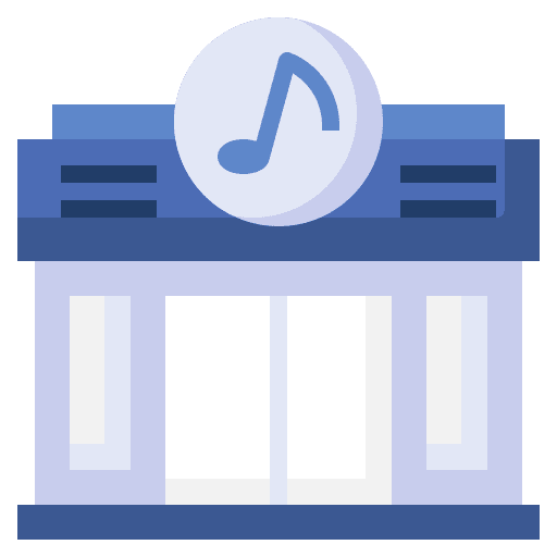 Music shop shop architecture and city music icon Music shop shop architecture and city music icon