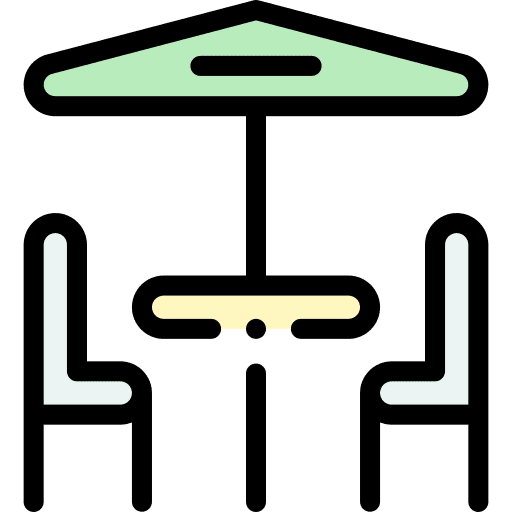 Terrace food and restaurant umbrella chair icon Terrace food and restaurant umbrella chair icon