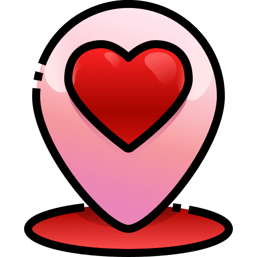 Location heart placeholder meeting place icon