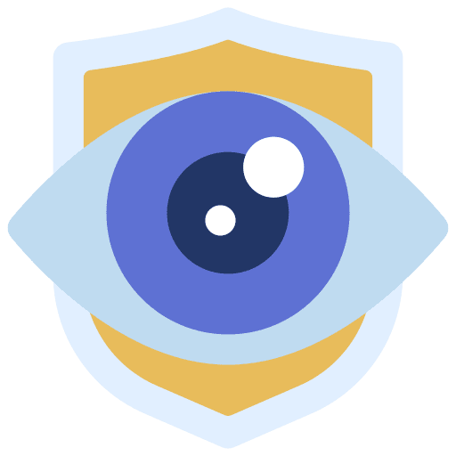 Eye insurance check shield security icon