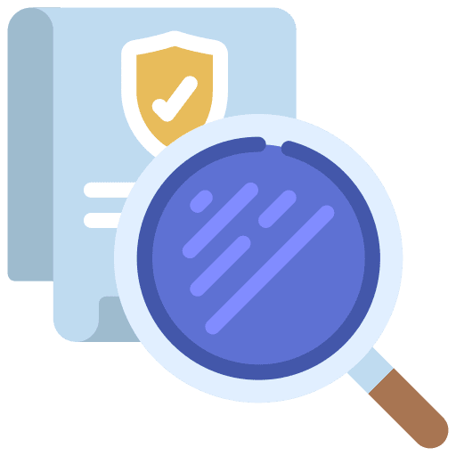 Insurance policy magnifying glass contract insurance policy icon