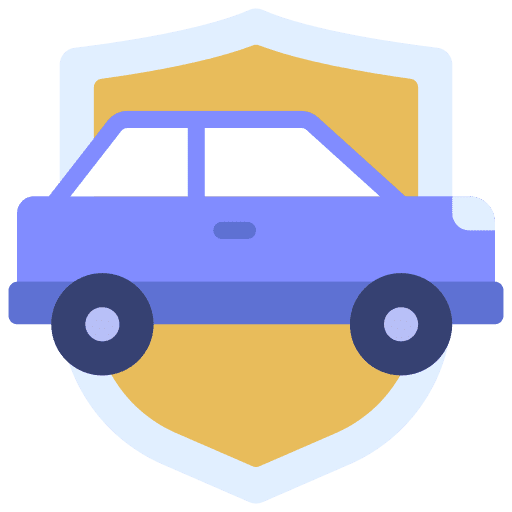 Car insurance vehicle hand shield icon