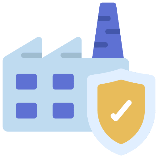 Factory plant industry shield company icon