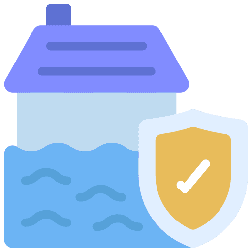 Flooded house damage security nature icon