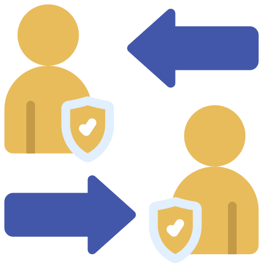 Peer to peer communications arrows insurance icon