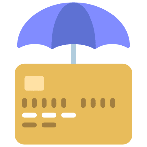 Payment protection credit card debit card umbrella icon