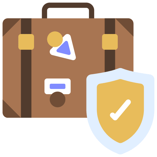 Travel insurance shield baggage insurance icon