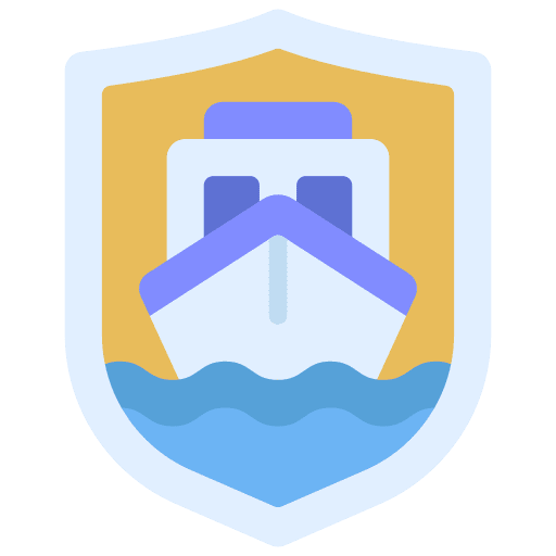 Boat protection insurance shield icon