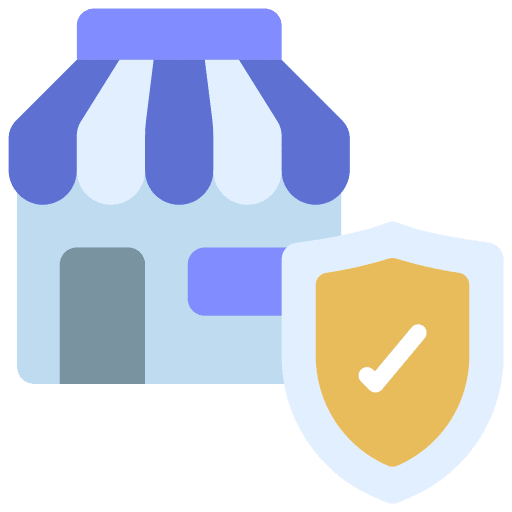 Shop protection shield security icon