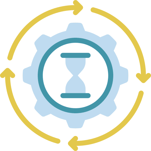 Time management in progress hourglass tasks icon
