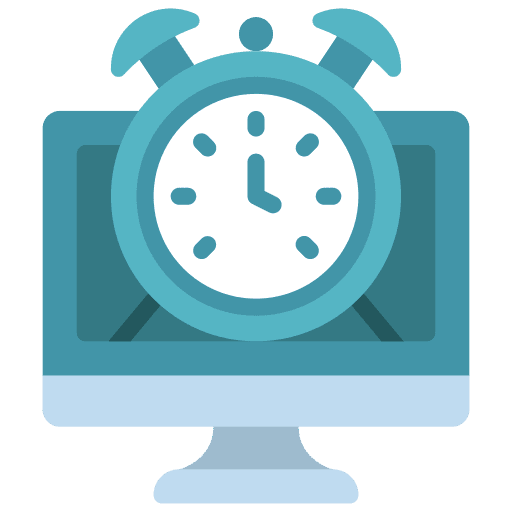Alarm clock time and date screen computer icon