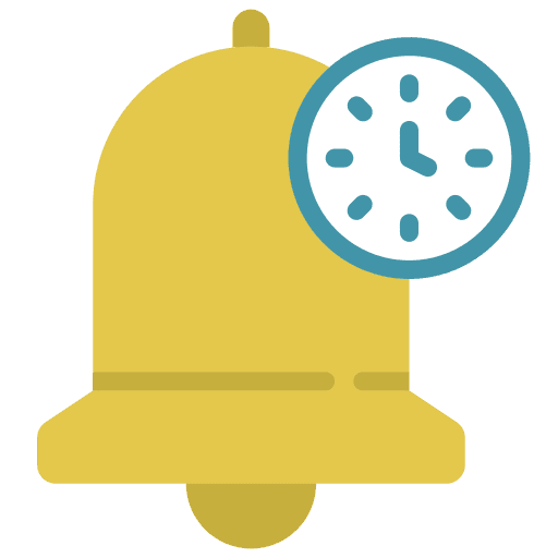 Alert time management notification bell clock icon