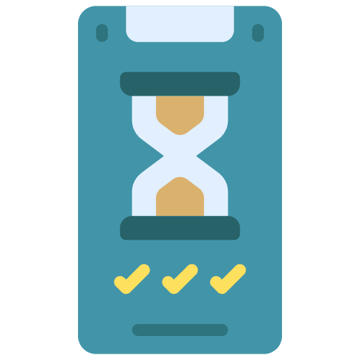Smartphone sandclock chronometer time and date icon