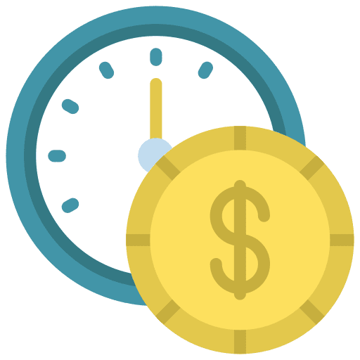 Time is money clockwise clock currency icon