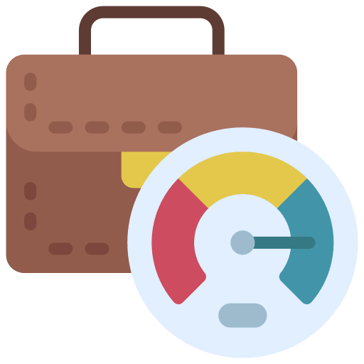 Performance briefcase business finance icon