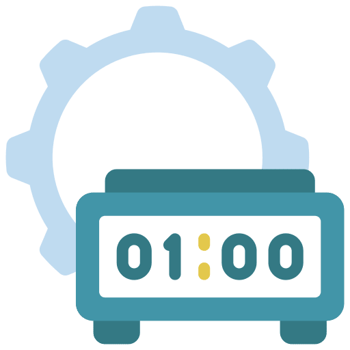 Time management digital clock hour gear icon