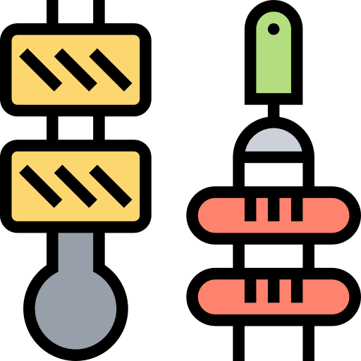 Skewers camping proteins meat icon Skewers camping proteins meat icon