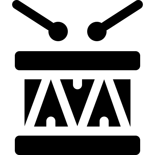 Drum percussion instrument music and multimedia play icon Drum percussion instrument music and multimedia play icon