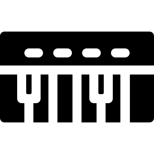 Piano electronics play music and multimedia icon Piano electronics play music and multimedia icon
