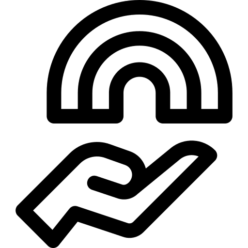 Rainbow hands hand hearts icon