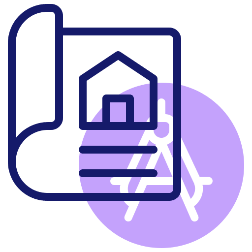 Blueprint architecture and city sketch planning icon