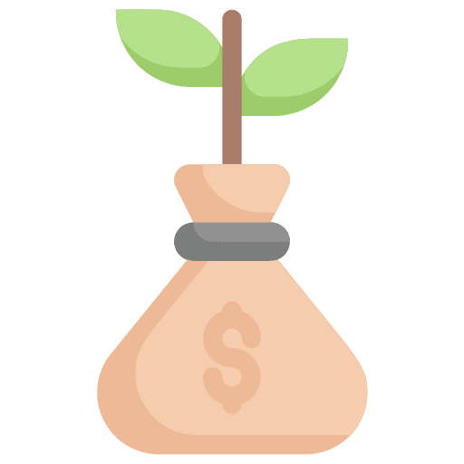 Funds profit money bag growth icon Funds profit money bag growth icon