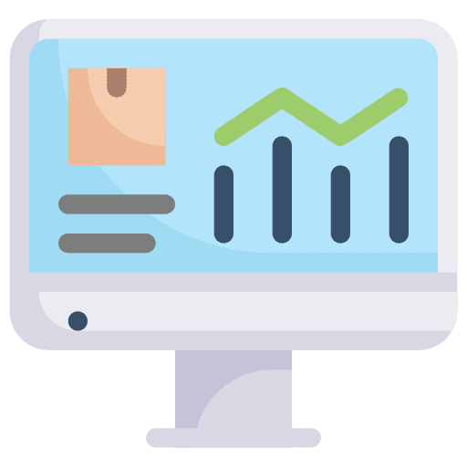 Monitoring shipping analytics production icon