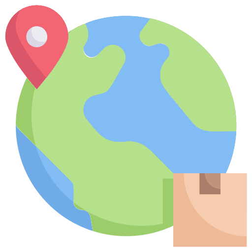 Worldwide shipping global box shipping and delivery icon Worldwide shipping global box shipping and delivery icon