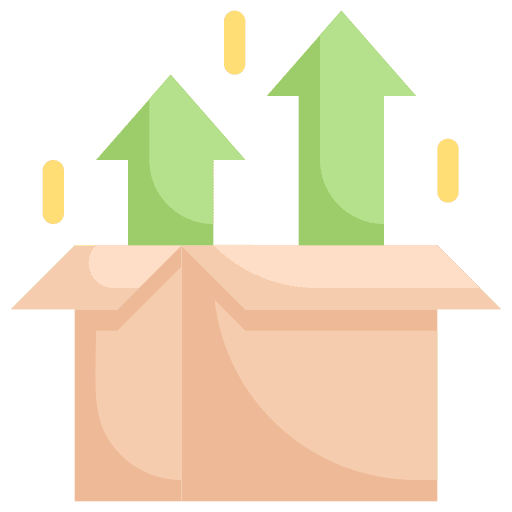 Growth business and finance box product icon Growth business and finance box product icon