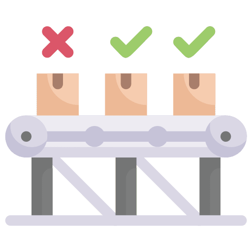 Quality control check package conveyor belt icon Quality control check package conveyor belt icon