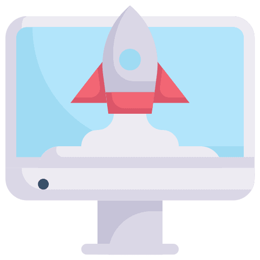 Startup computer rocket ship launch icon Startup computer rocket ship launch icon