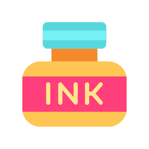 Ink bottle ink art and design quill icon