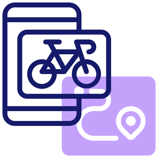 Route location maps and location bike path icon Route location maps and location bike path icon