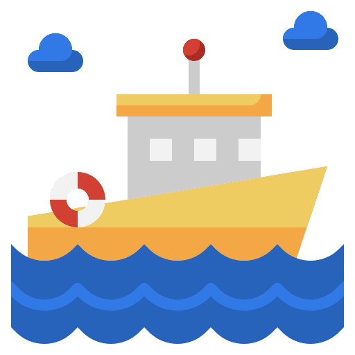 Lifeboat ship ocean transportation icon