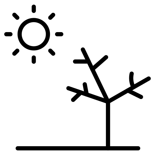 Dry tree nature hot high temperature icon