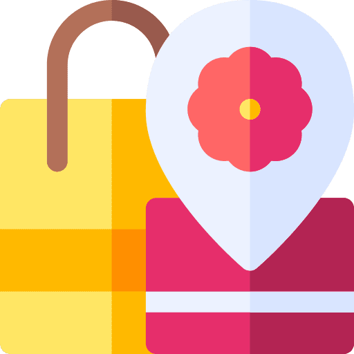 Location sales shopping bag spring icon
