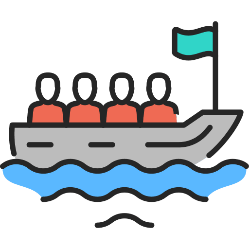 Emigration life raft illegal boat icon