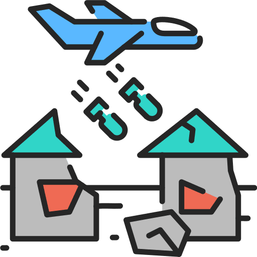 War war ruins disaster icon