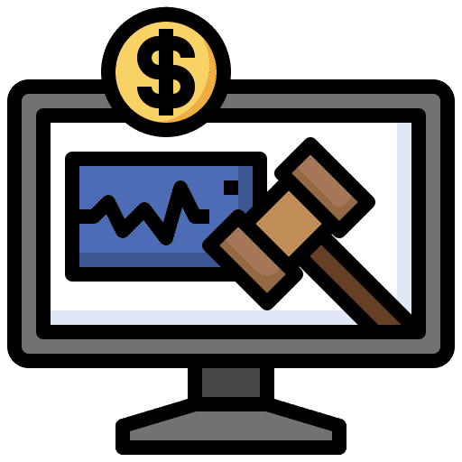Auction bid computer business and finance icon